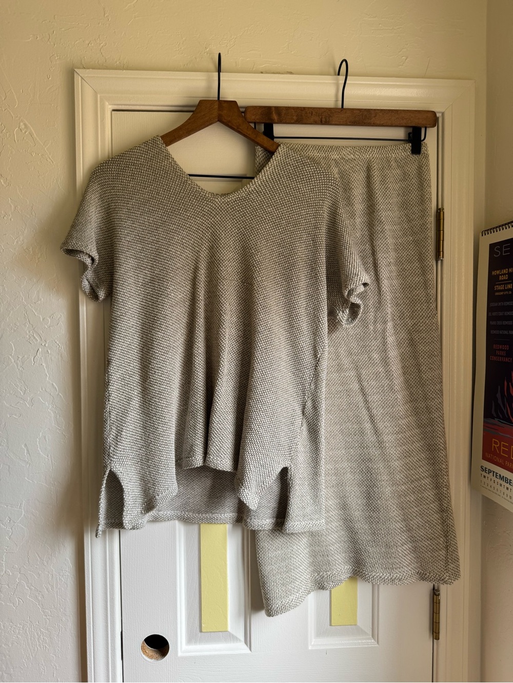 Linen Knit Shirt and Skirt Set